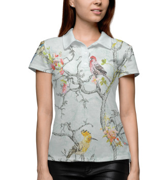 Женское Рубашка поло птицы на кусте