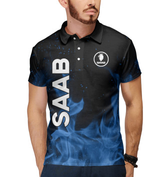 Мужское Рубашка поло SAAB blue fire