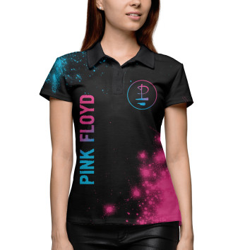 Женское Рубашка поло Pink Floyd Neon Gradient (темный фон)