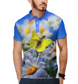 Мужское Рубашка поло Бабочки и нарциссы