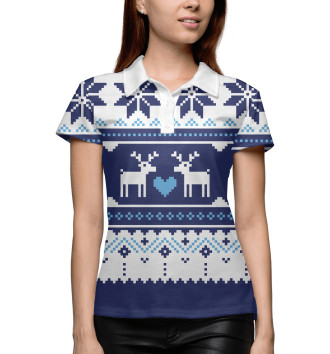 Женское Рубашка поло Скандинавский свитер с оленями