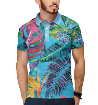 Мужское Рубашка поло Тропические цветы