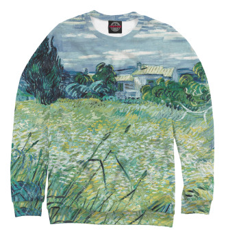 Свитшот для мальчиков Ван Гог. Зеленое пшеничное поле с кипарисом