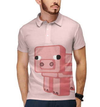 Мужское Рубашка поло Minecraft Свинка
