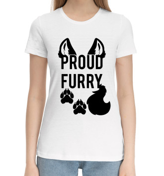 Женская Хлопковая футболка Proud Furry