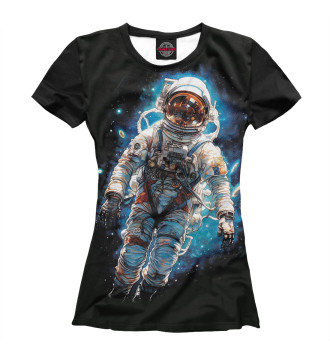 Женская Футболка Космонавт в открытом космосе