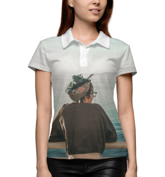 Женское Рубашка поло Девушка на фоне моря