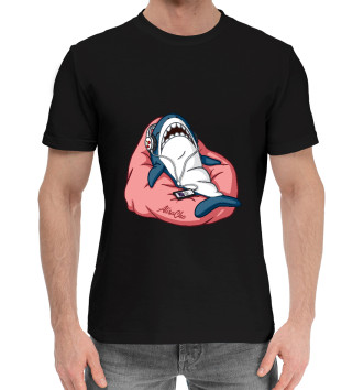 Мужская Хлопковая футболка Акула розовая