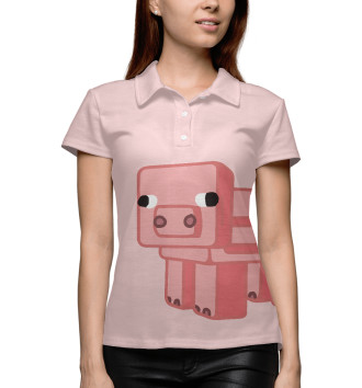 Женское Рубашка поло Minecraft Свинка