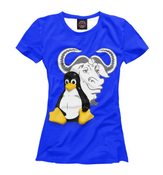 Женская Футболка GNU/Linux blue