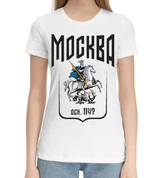 Женская Хлопковая футболка Москва всадник