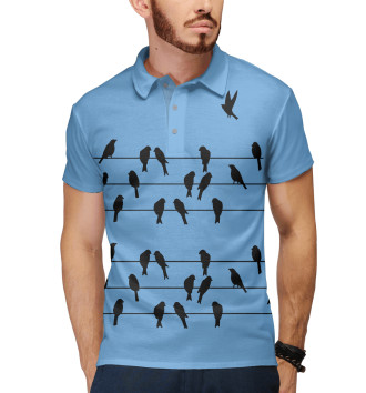 Мужское Рубашка поло Птицы на проводах