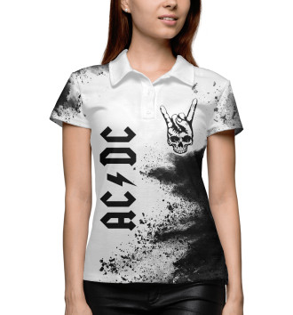 Женское Рубашка поло AC DC Рок Символ на светлом (брызги)