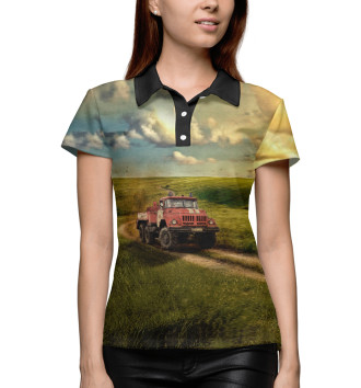 Женское Рубашка поло Пожарная машина