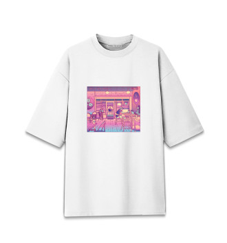 Женская Хлопковая футболка оверсайз Vaporwave Coffeeshop