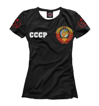 Футболка для девочек Символы СССР (черный фон)