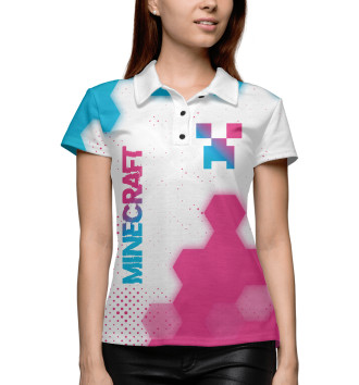Женское Рубашка поло Minecraft Neon Gradient Соты