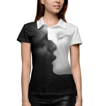 Женское Рубашка поло Черное и белое