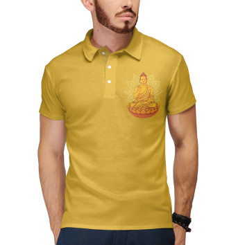 Мужское Рубашка поло Золотой Будда с мандалой и лотосом