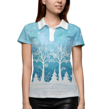 Женское Рубашка поло Снежный лес
