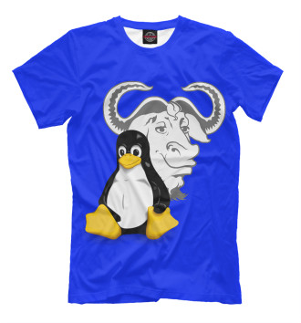 Мужская Футболка GNU/Linux blue