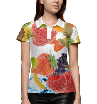 Женское Рубашка поло Сочные ягоды и фрукты