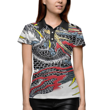 Женское Рубашка поло Японский дракон