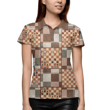 Женское Рубашка поло Шахматная доска
