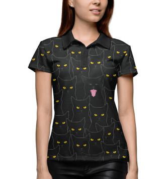 Женское Рубашка поло Чёрные коты
