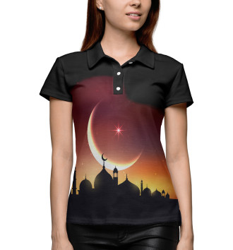 Женское Рубашка поло Ночь над мечетью