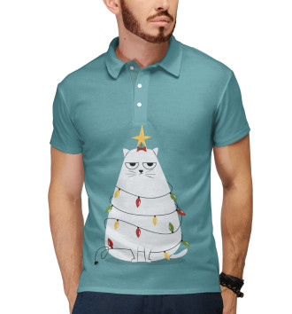 Мужское Рубашка поло Cute christmas cat