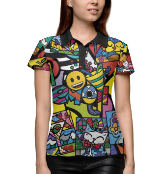 Женское Рубашка поло Emoji Romero Britto