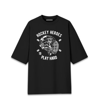 Женская Хлопковая футболка оверсайз Hockey heroes