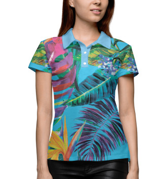 Женское Рубашка поло Тропические цветы