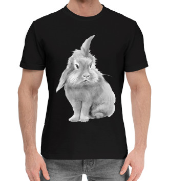 Мужская Хлопковая футболка Черно-белый кролик