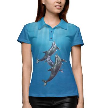 Женское Рубашка поло Дельфины