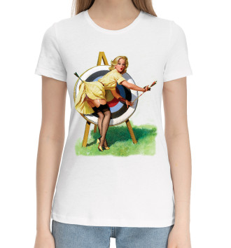 Женская Хлопковая футболка Пинап стрелочница