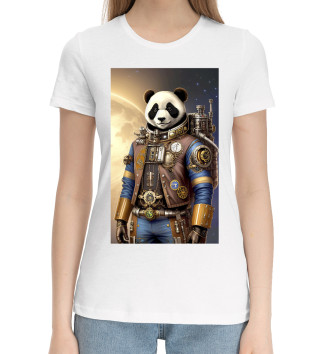 Женская Хлопковая футболка Панда космонавт - стимпанк