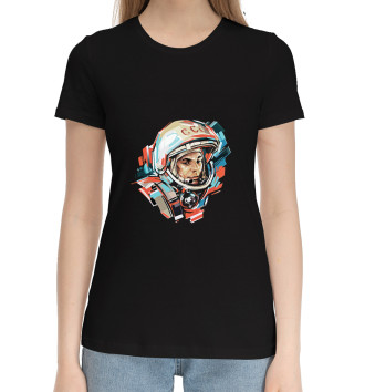 Женская Хлопковая футболка Советский космонавт