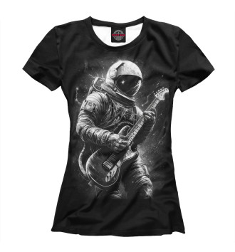 Женская Футболка Космонавт с гитарой