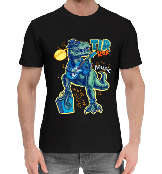 Мужская Хлопковая футболка Динозавр играет на гитаре