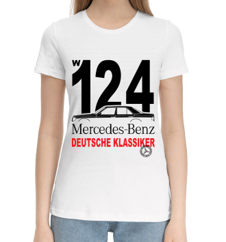 Женская Хлопковая футболка Mercedes W124 немецкая классика