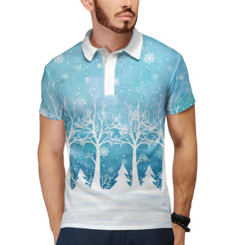 Мужское Рубашка поло Снежный лес
