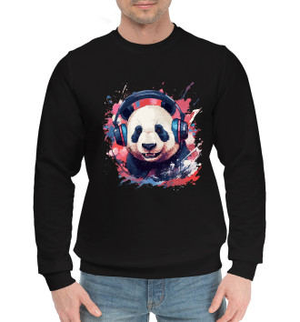 Мужской Хлопковый свитшот Панда в наушниках