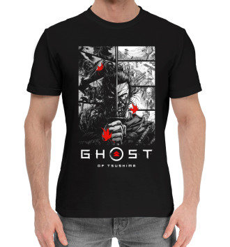 Мужская Хлопковая футболка Ghost of Tsushima