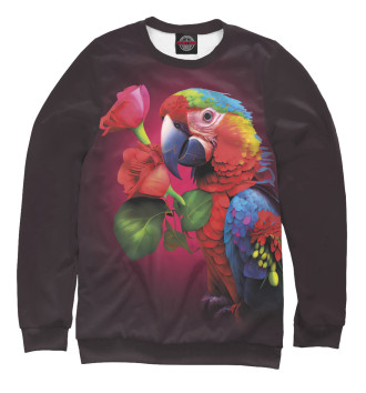 Женский Свитшот Попугай ара с цветами