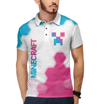 Мужское Рубашка поло Minecraft Neon Gradient Соты