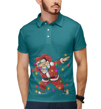Мужское Рубашка поло Санта Клаус и гирлянда