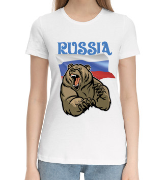 Женская Хлопковая футболка Россия