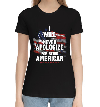 Женская Хлопковая футболка Я Американец